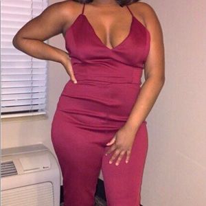 Burgundy jumpsuit. Size large.